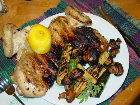 Chicken Under a Brick