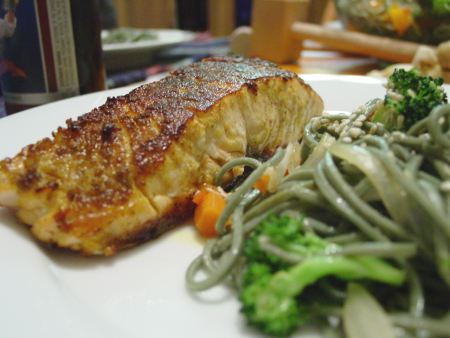 Curry Ginger Salmon with Soba Noodles