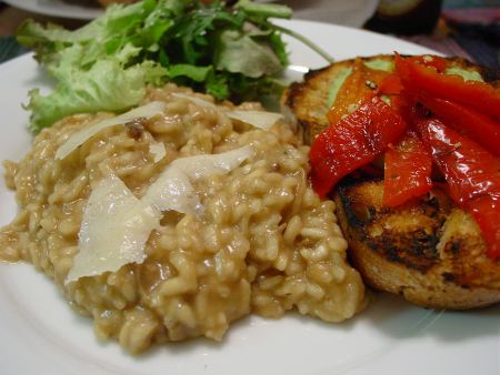 Mushroom Risotto and Bruschetta