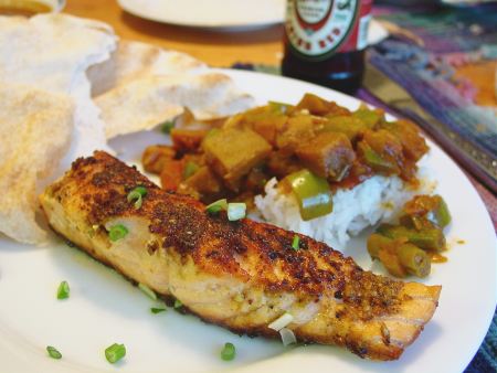 Gingered Salmon and Eggplant Curry