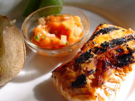 Grilled Salmon with Papaya
