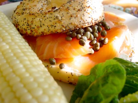 Salmon Bagels and Lemon Tarragon Salad