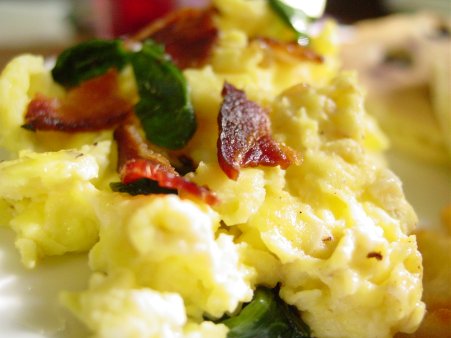 Scrambled Eggs with Spinach and Bacon