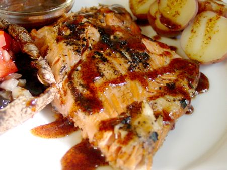 Grilled Salmon with Chile Honey
