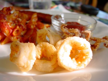 Fried Calamari and Baked Ziti