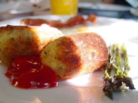 Eggs Over Easy and Potato Croquettes