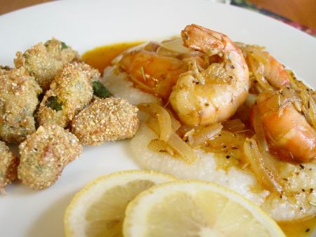 Cajun Shrimp and Fried Okra
