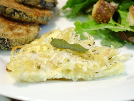 Spaghetti Pie and Fried Eggplant