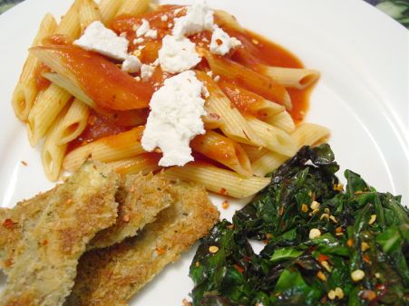 Pasta with Sauce & Fried Eggplant