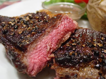 Four Peppercorn Steak with Red Wine Sauce