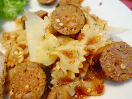 Farfalle with Spicy Sausage Sauce