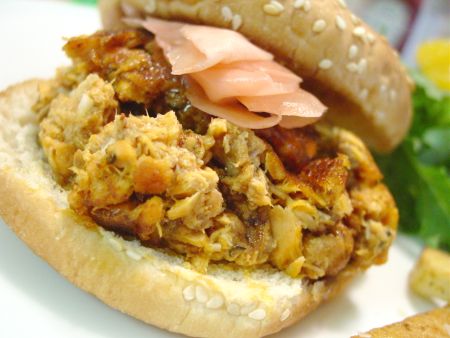 Salmon Burgers with Asian-style Mustard Glaze