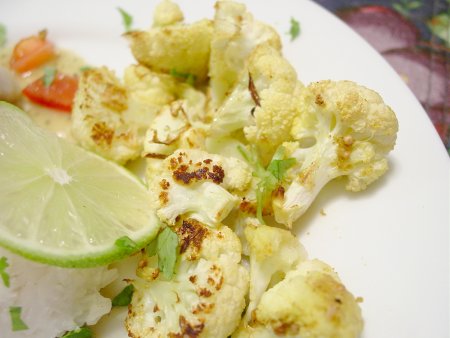 Roasted Curried Cauliflower with Mustard Seeds