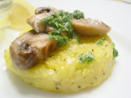 Polenta with Mushrooms and Herb Sauce