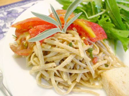 Sage and Tomato topped Pasta