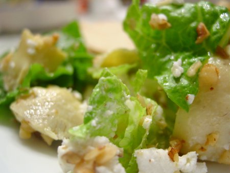 Romaine Salad with Goat Cheese, Artichokes, and Walnuts