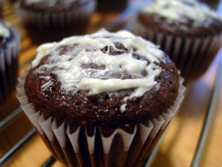 Mini Chocolate Cupcakes with White Chocolate Chips