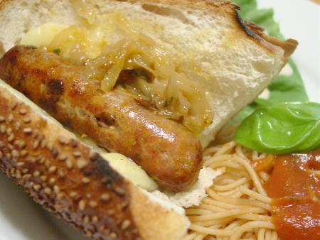 Grilled Italian Sausages with Caramelized Onions and Shallots